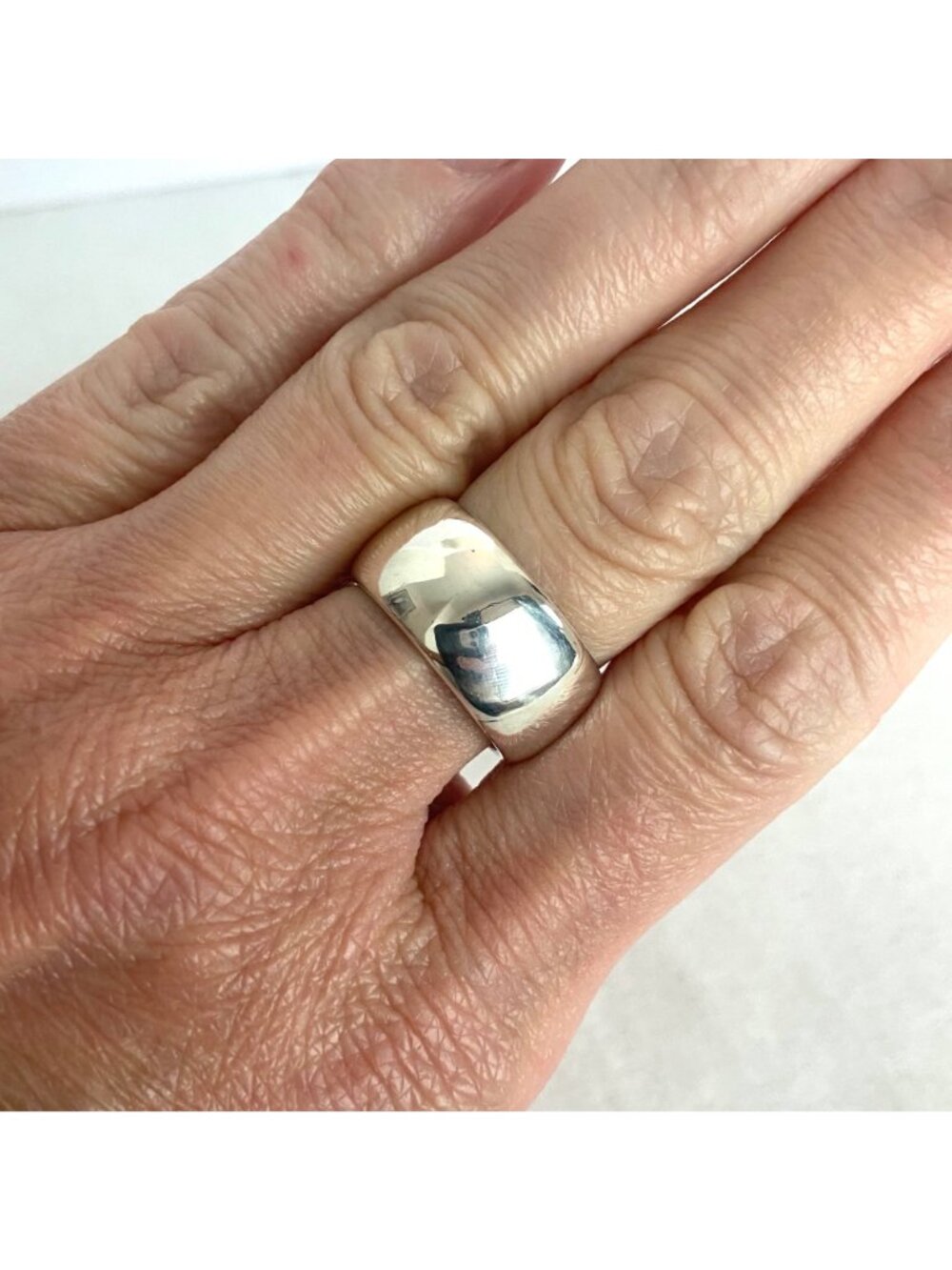 Sterling Silver 925 MWS Thailand Mark Wasserman Curved Wide Band Ring Sz 6.75 - Picture 3 of 15